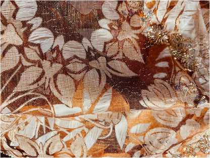 Brocart Perlé Cuivré et Or – Broderies Perles & Sequins – Haute Couture 145cm