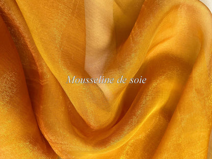 Mousseline de Soie Changeante Orange et Jaune 145 cm - Haute Couture