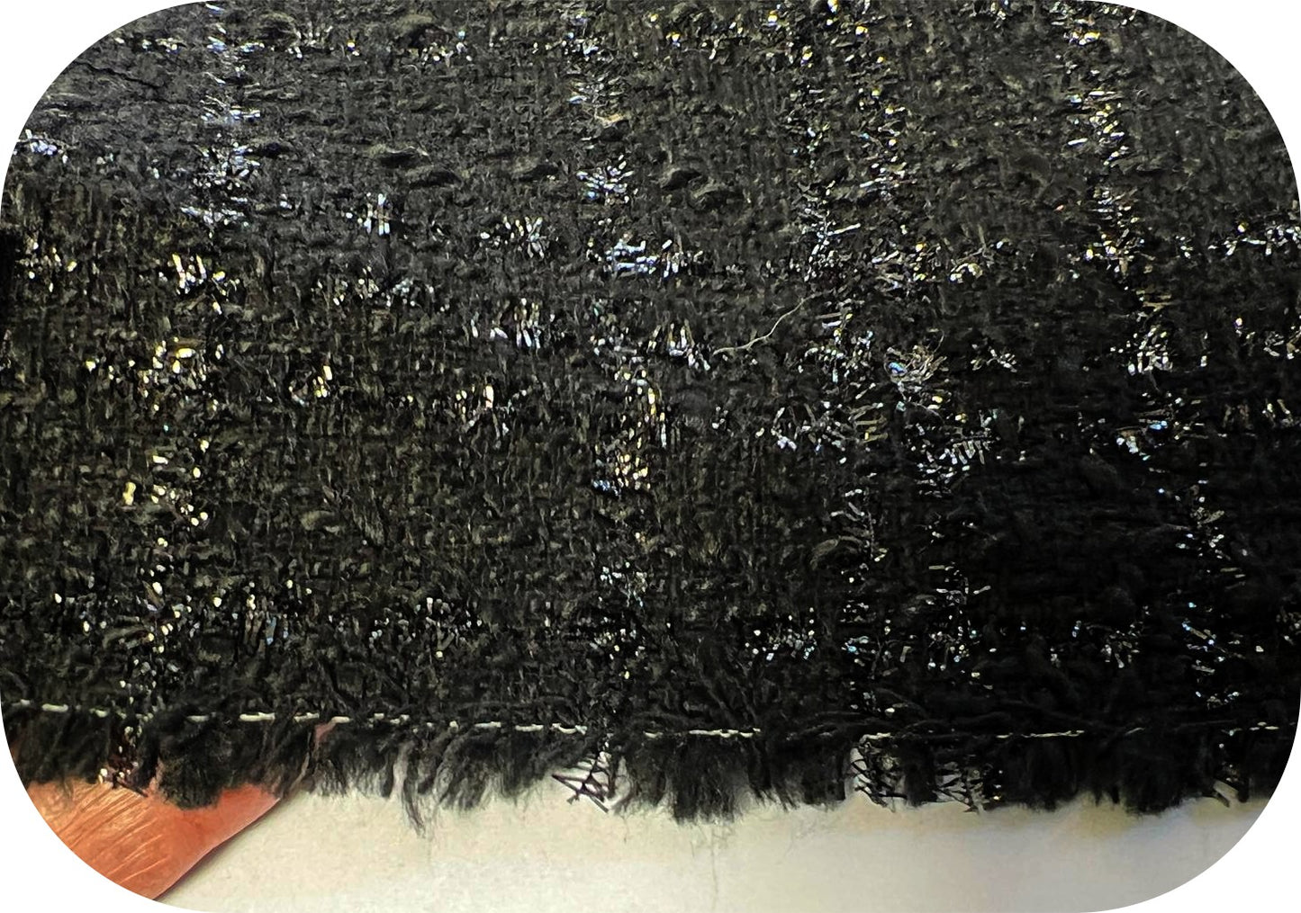 Tweed Noir Paillettes Style Chanel - Haute Couture 150 cm - Maison Parisienne