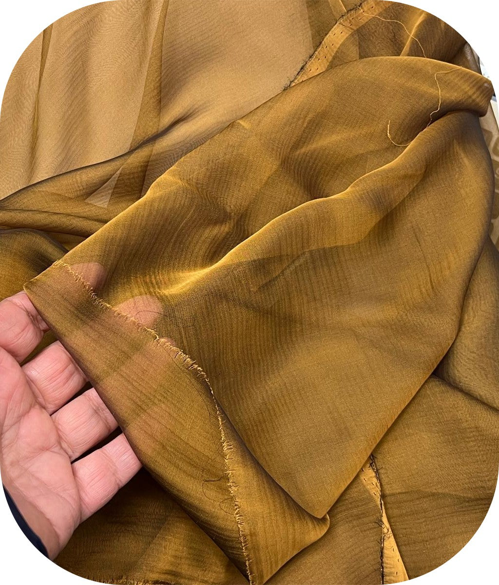 Mousseline de Soie Changeante Mordoré et Noir 145 cm - Haute Couture