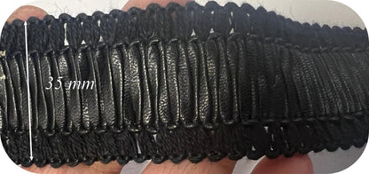 Galon Style Chanel Simili Cuir Noir 35mm - Ruban Tressé Haute Couture pour Veste Courte, Jupe Tweed et Customisation