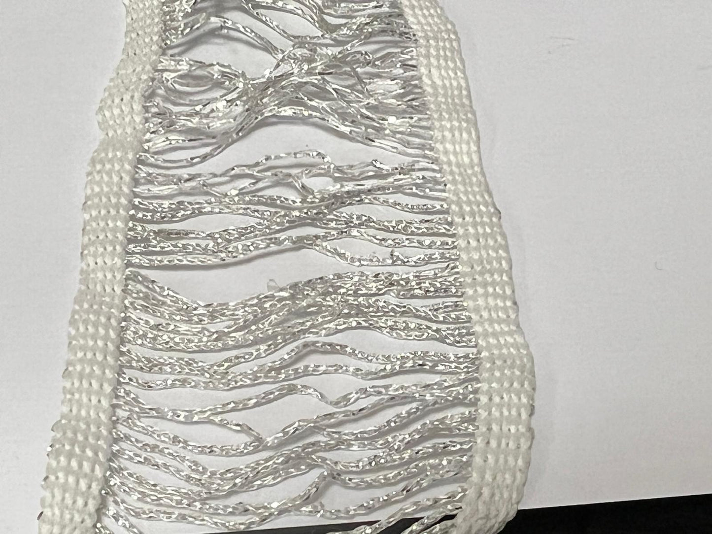 Entre-Deux Argenté 8cm - Galon Tressé Métallisé Haute Couture pour Jupe, Chemisier, Veste et Customisation