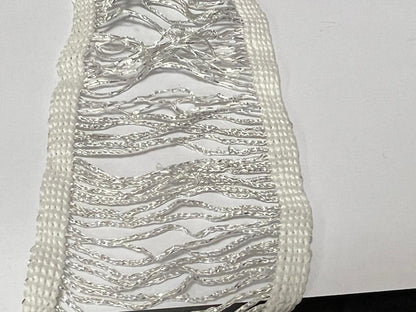 Entre-Deux Argenté 8cm - Galon Tressé Métallisé Haute Couture pour Jupe, Chemisier, Veste et Customisation