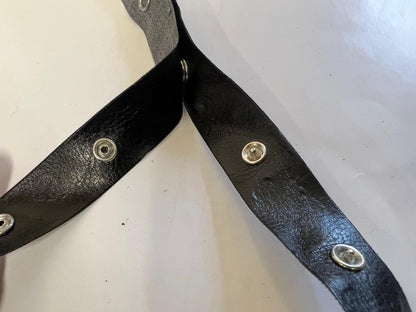 Bande Pression Simili Cuir Noir 20mm - Pressions Argentées - Vendu au Mètre