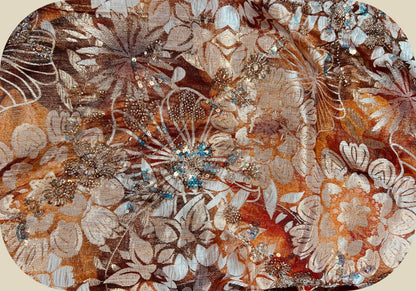 Brocart Perlé Cuivré et Or – Broderies Perles & Sequins – Haute Couture 145cm