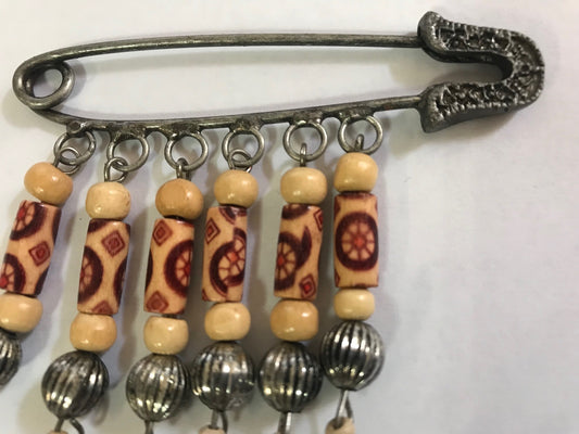 50 Broches  Pour Femme En Epingle à Nourrice Argent Orné de perles en bois et perles argentés Pour La Décorations.