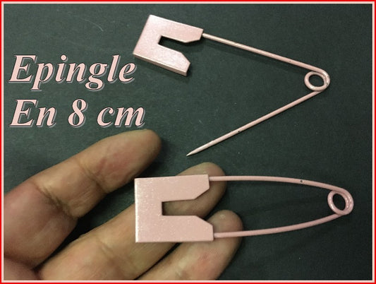 50 Epingles à nourrice en 8 cm vieux rose.