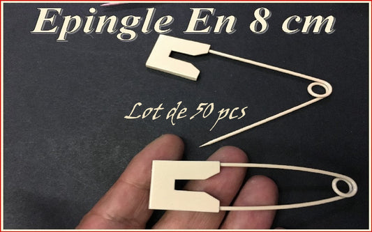 50 Pieces D'Epingle A Nourrice En 8 Cm couleur Ecru Pour Décorations De Vêtements.