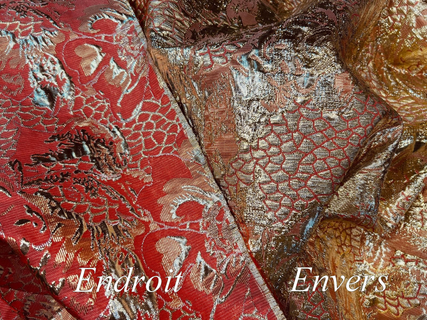 Brocart Jacquard Rouge et Or – Double Face – Haute Couture 145cm