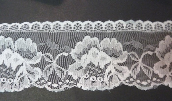 Dentelle Blanche 9cm sur Résille - Robe de Mariage et Cérémonie