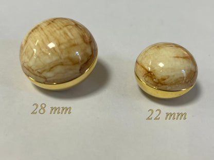 Bouton Dôme Marbré Or Haute Couture – Queue Métal – 22mm / 28mm