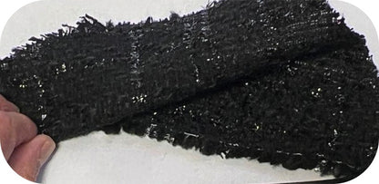 Tweed Noir Paillettes Style Chanel - Haute Couture 150 cm - Maison Parisienne