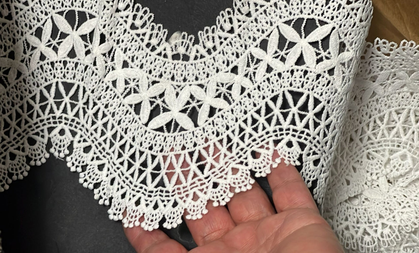 Guipure Festonnée Blanche 12 cm - Dentelle au Mètre Motif Floral