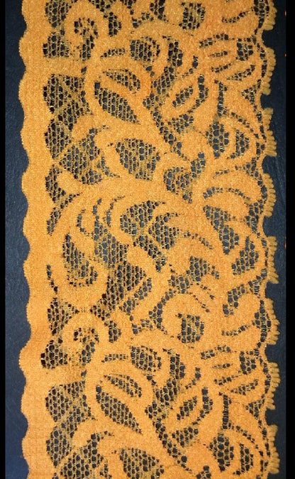 Dentelle Au Mètre Lycra En 8 Cm Orange Pour customisations et Décorations.s