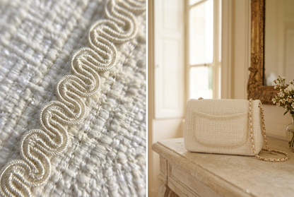 Galon style Chanel écru au mètre, style couture pour tweed et accessoires