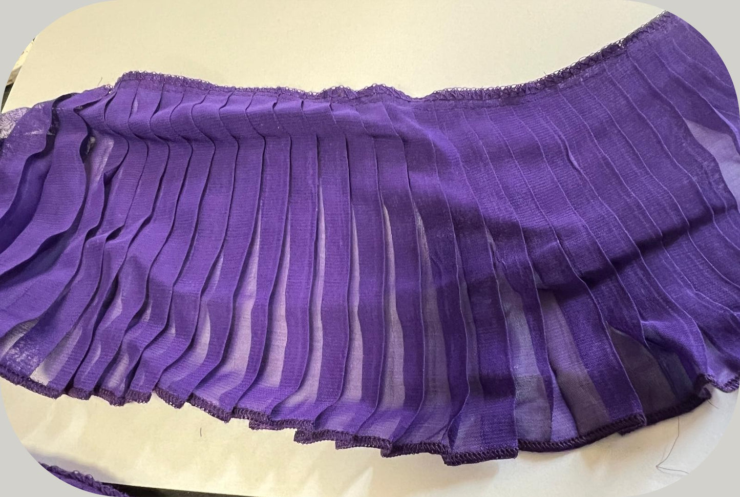 Ruban Mousseline Plissé Violet 12cm Au Mètre - Galon Couture Customisation Chemisier Jupe