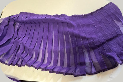 Ruban Mousseline Plissé Violet 12cm Au Mètre - Galon Couture Customisation Chemisier Jupe