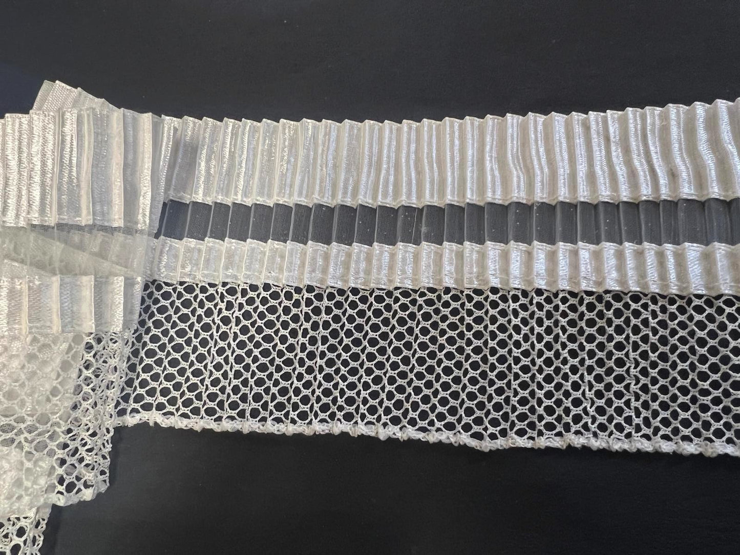 Ruban Plissé Satin Organza Filet 85mm - Stretch Élégant