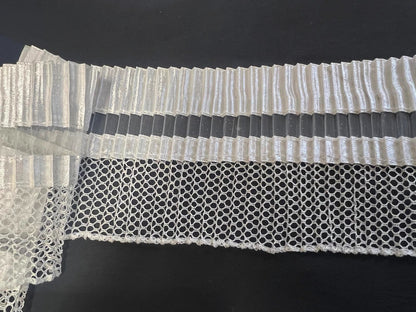 Ruban Plissé Satin Organza Filet 85mm - Stretch Élégant