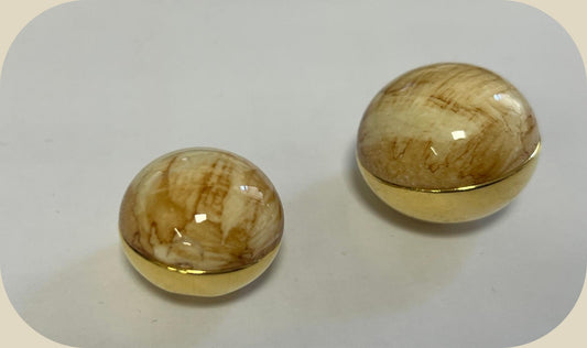 Bouton Dôme Marbré Or Haute Couture – Queue Métal – 22mm / 28mm