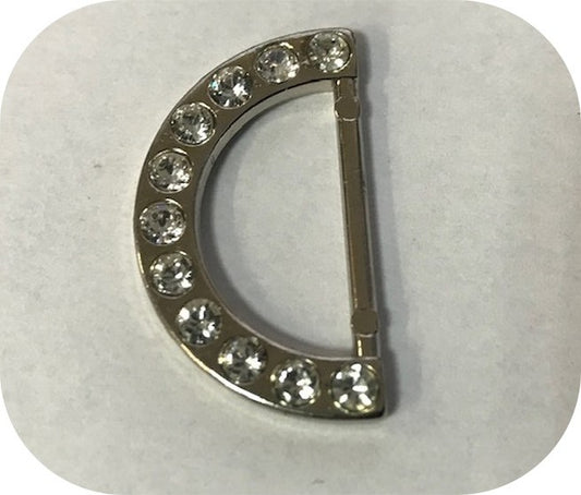 Anneau Demi Rond Strass Nickel en 25 mm Couture Pour Sangle, Maroquinerie Et Vetements