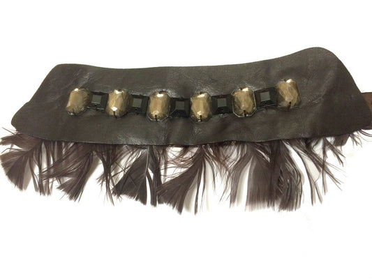 Applique à coudre  en cuir et strass.