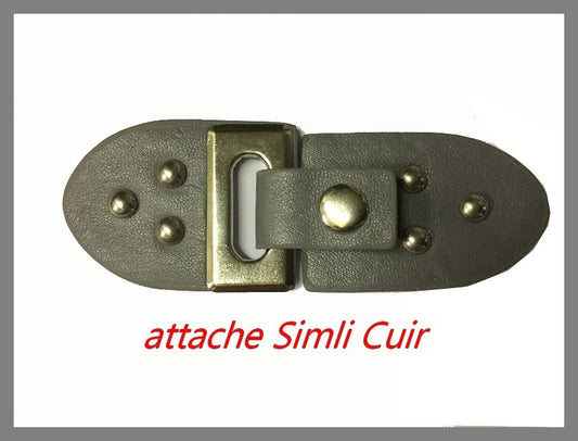 Attache En 2 Parties En Simili Cuir Gris Avec Boucle pression PouR Décorations De  Sacs, Vestes, Tailleurs.