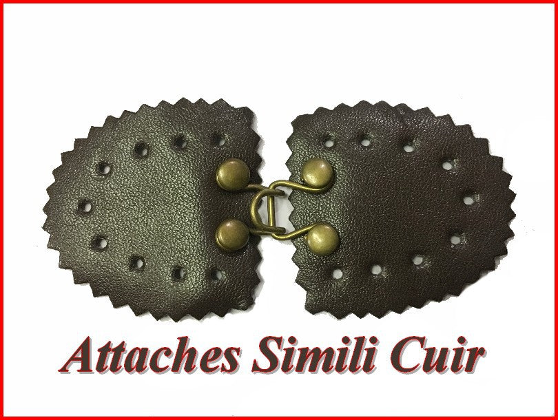 Attache En 2 Parties En Simili Cuir Marron A Coudre PouR Décorations De  Sacs, Vestes, Tailleurs.