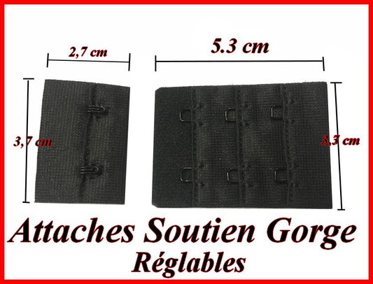 Attaches , Agrafes, Soutien Gorge Noir  Rallonges Réglables