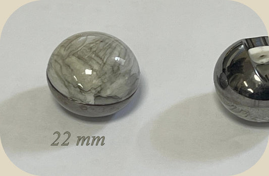 Bouton Haute Couture Marbré 22mm – Gris Nacré & Gunmetal | Marbled Dome Button