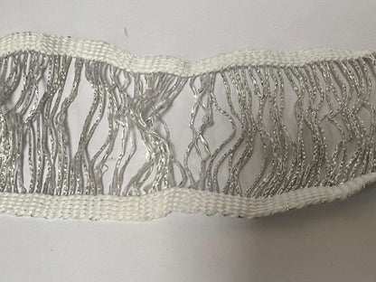 Entre-Deux Argenté 8cm - Galon Tressé Métallisé Haute Couture pour Jupe, Chemisier, Veste et Customisation