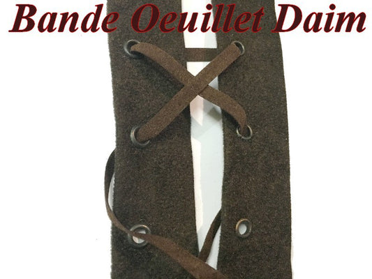 Bande à Oeuillet En Daim Marron A Coudre Pour Agrafage Et Laçage.