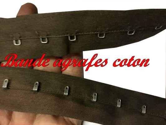 Bande Agrafes Au Mètre Marron En Tissu A Coudre, Pour Agrafages corsets, Lingerie Et Loisirs créatifs.