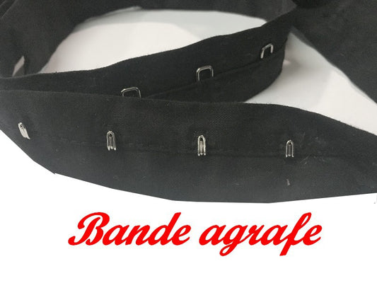 Bande Agrafes Au Mètre Noir En Tissu A Coudre, Pour Agrafages Corsets, Lingerie Et Loisirs Créatifs.