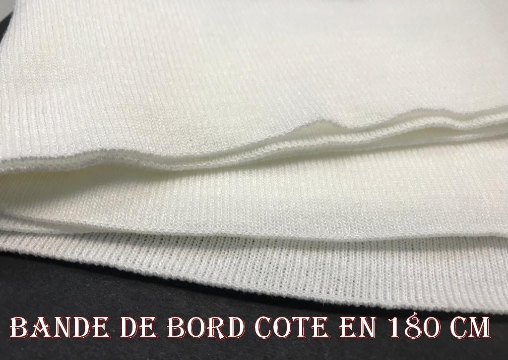 Bande De Bord-Cote En Tissu Jersey Blanc en 180 cm, Idéal Pour Poignée Manche et Bas de Blousons.