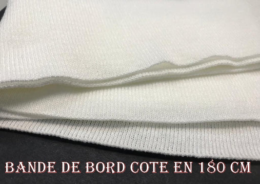 Bande De Bord-Cote En Tissu Jersey Blanc en 180 cm, Idéal Pour Poignée Manche et Bas de Blousons.