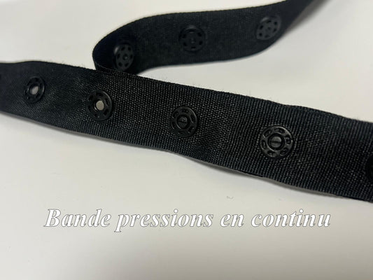 Bande de Pressions en Continu Noire – 💡 Idéale pour la confection de vêtements, accessoires et fermetures pratiques !