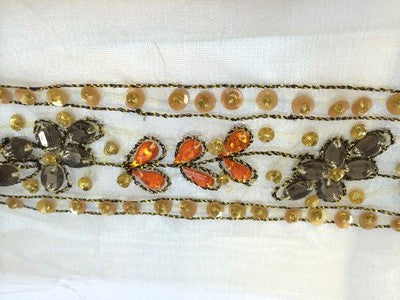 bande paillette et strass sur résille