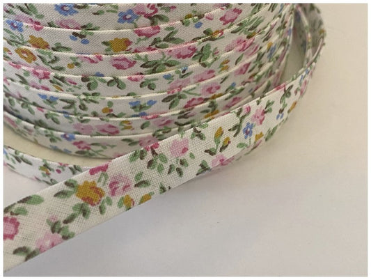 Biais  Coton Replié Imprimé Liberty Rose Pour Loisirs Créatifs