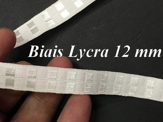 Biais Lycra Ecru En 12 mm Fantaisie Ruban Lycra  Pour Lingerie, et Customisations.