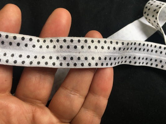 Biais lycra En 2 Cm Blanc A Pois Noir Ruban Lycra  Pour Lingerie, et Customisations.