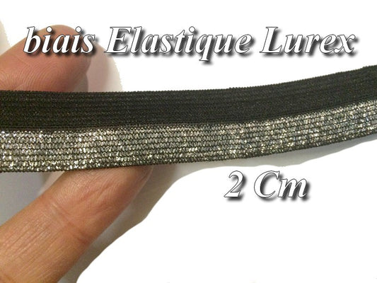 Biais Lycra En 2 Cm Noir Lurex Argent  Pour Lingerie, et Customisations.