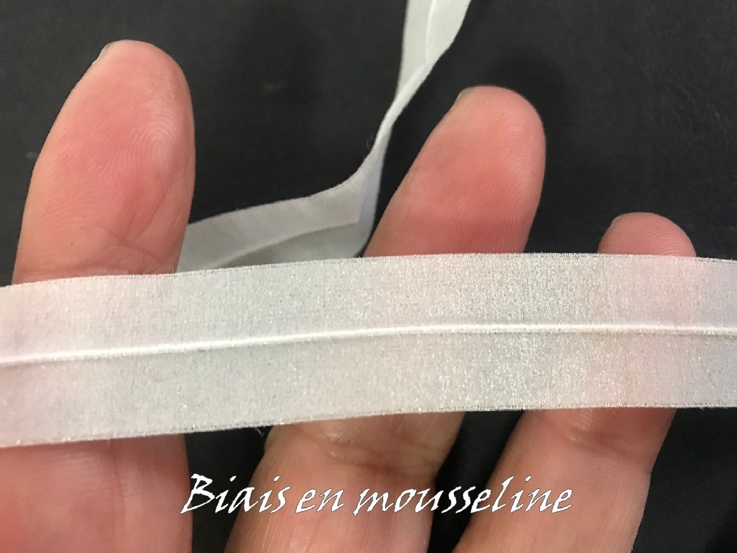 Biais Lycra en mousseline blanc, ruban pré-plié extensible pour Lingerie Et Customisations de vêtements Elasthanne