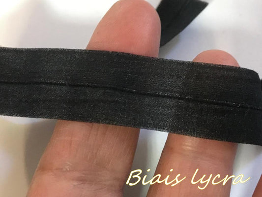 Biais Lycra en mousseline Noir Mat , ruban pré-plié extensible pour Lingerie Et Customisations de vêtements Elasthanne
