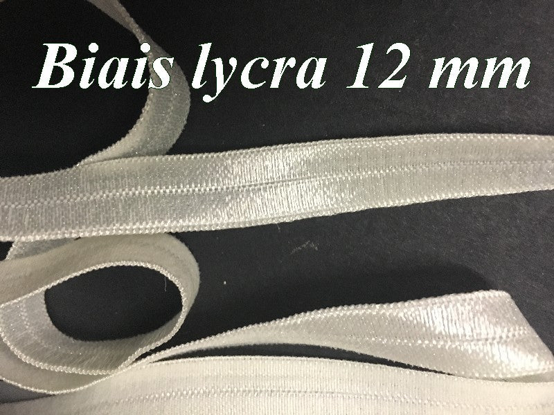 Biais Lycra Ivoire naturel En 12 mm Ruban Lycra  Pour Lingerie, et Customisations.