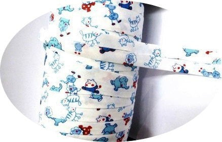 Biais Replié En Coton Blanc Impression Fantaisie enfant, Pour Loisirs Créatifs
