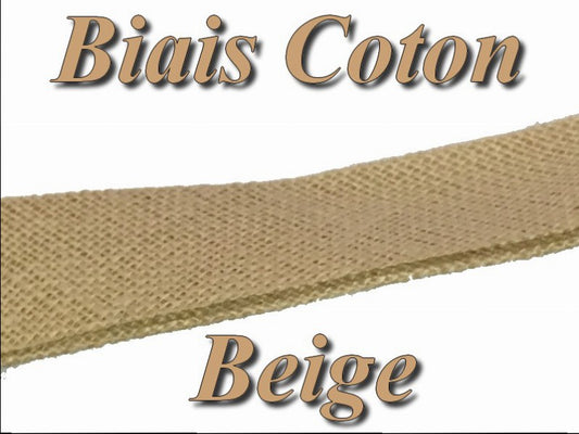 Biais Replié En Tissu  Coton Beige  Pour Vetements Et Loisirs Créatifs.