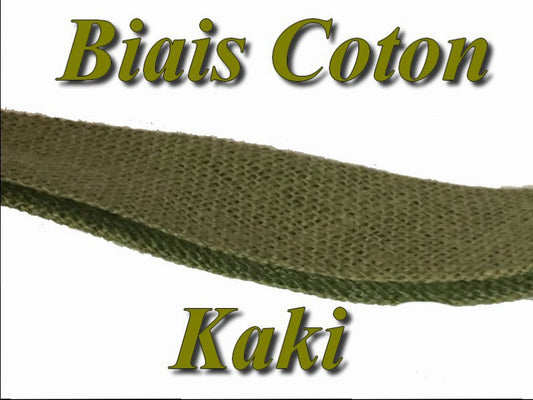Biais Replié En Tissu  Coton kaki Pour Vetements Et Loisirs Créatifs.