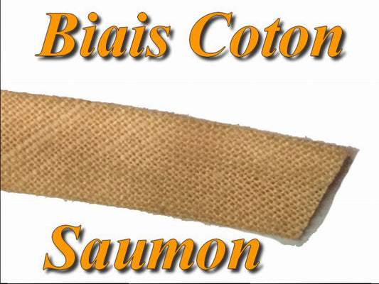 Biais Replié En Tissu  Coton Saumon Pour Vetements Et Loisirs Créatifs.