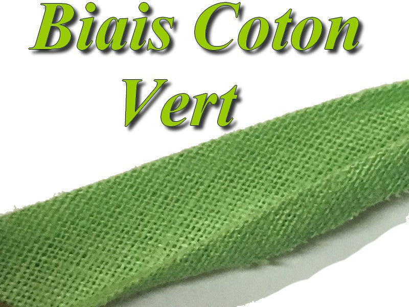 Biais Replié En Tissu  Coton Vert  Pour Vetements Et Loisirs Créatifs.